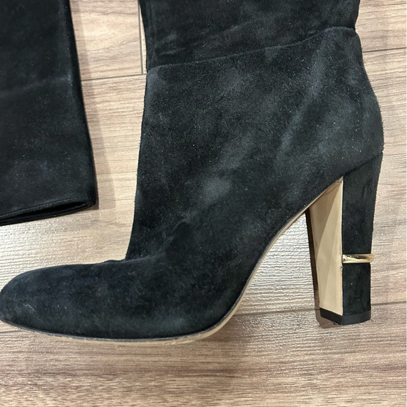 SERGIO ROSSI Suede Knee High Boots Black 9cm - Picture 6 of 9